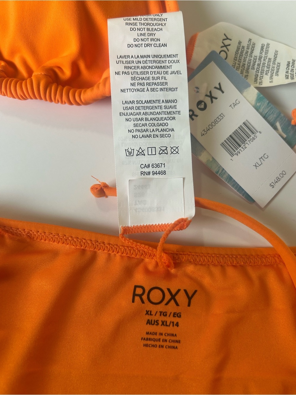 NEW Roxy Women’s Orange Triangle String Bikini - Picture 6 of 7